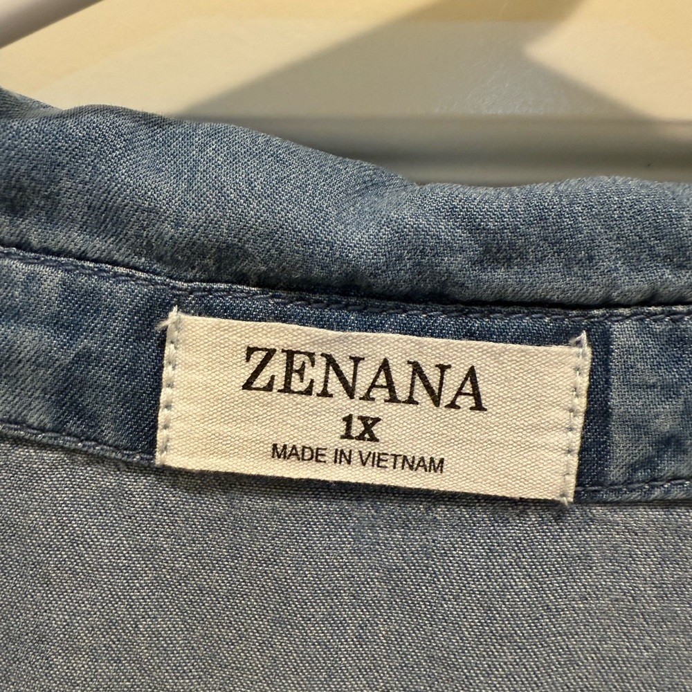 Zenana Outfitters Light Blue Denim Shirt - Picture 2 of 3